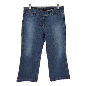 J crew womens 12 wide leg darker blue wash cropped drop pockets made in USA